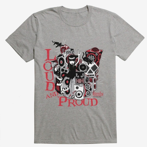 Emily The Strange Other - Emily The Strange Loud And Proud Grey Tee Shirt 2X NWOT